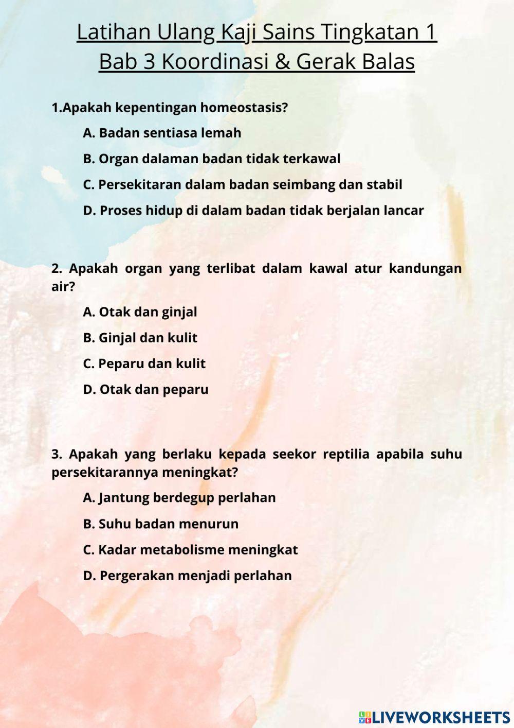 Latihan Sains Tingkatan 1 Bab 2