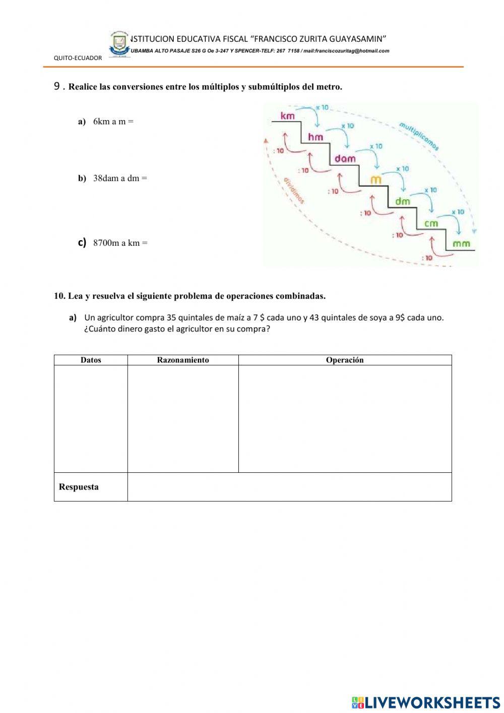 Instrumento de evaluación diagnóstica matematica