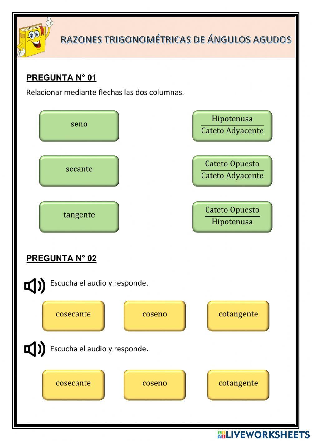 Razones Trigonométricas de Ángulos Agudos