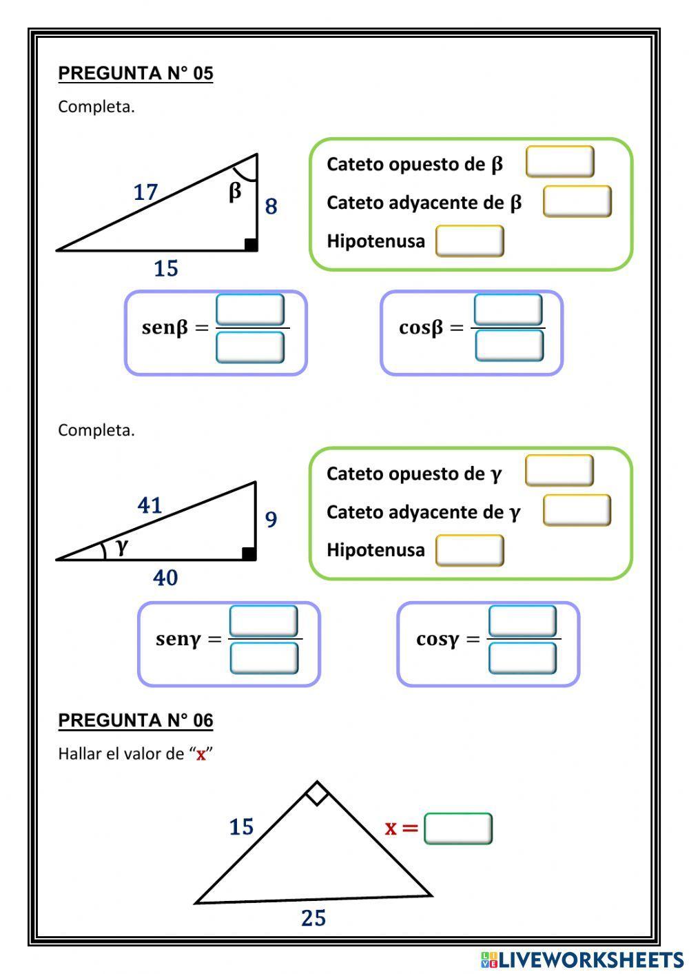 Razones Trigonométricas de Ángulos Agudos
