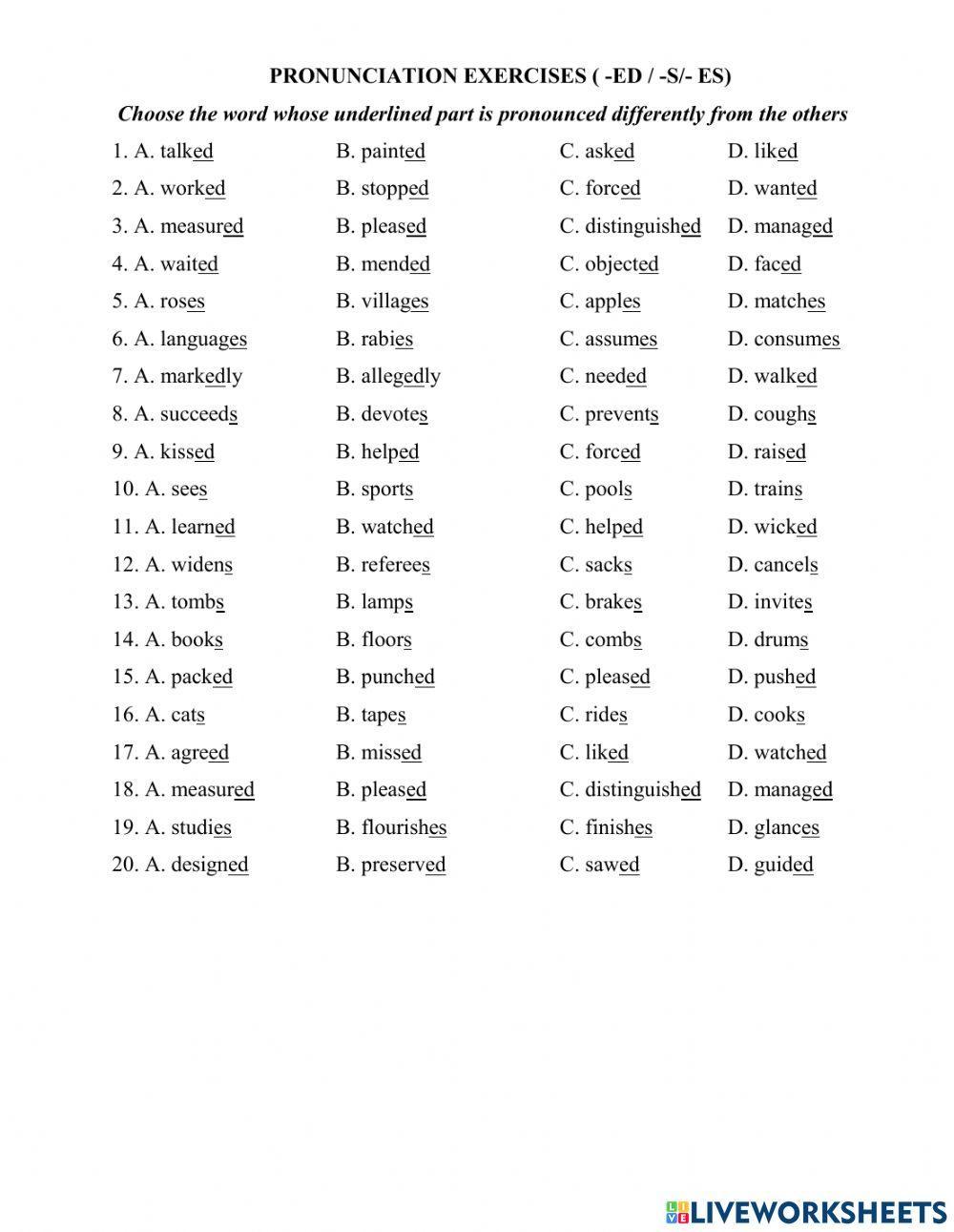 Pronunciation-Endings