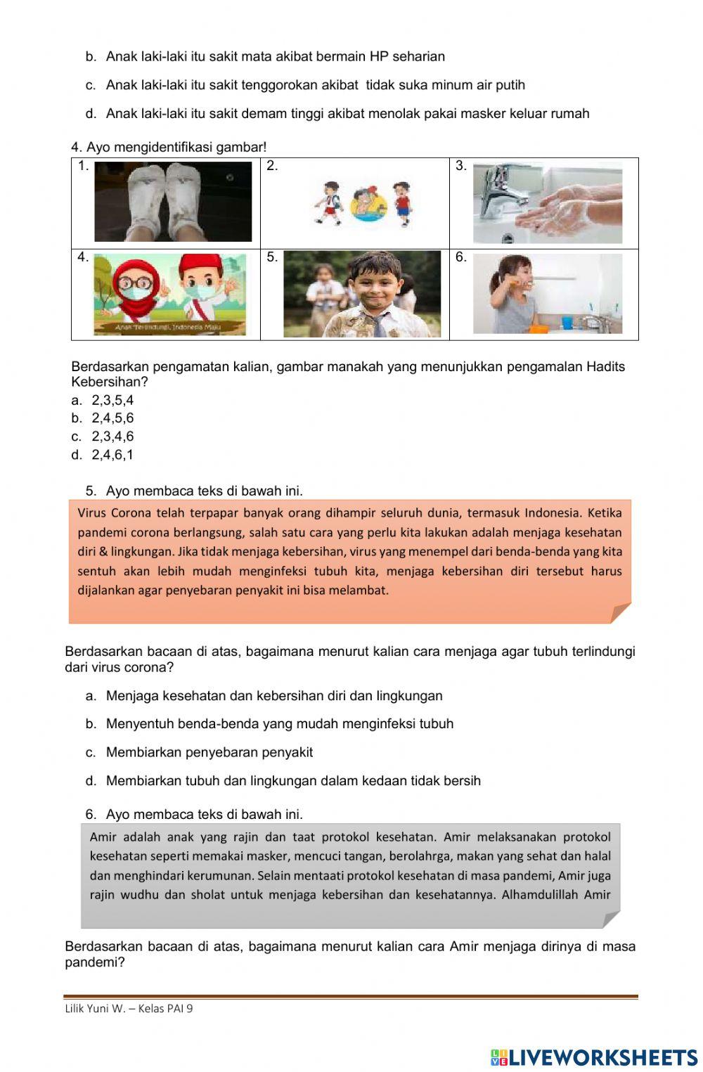 LKPD PAI Kelas 2 SD Hidup Bersih dan Sehat