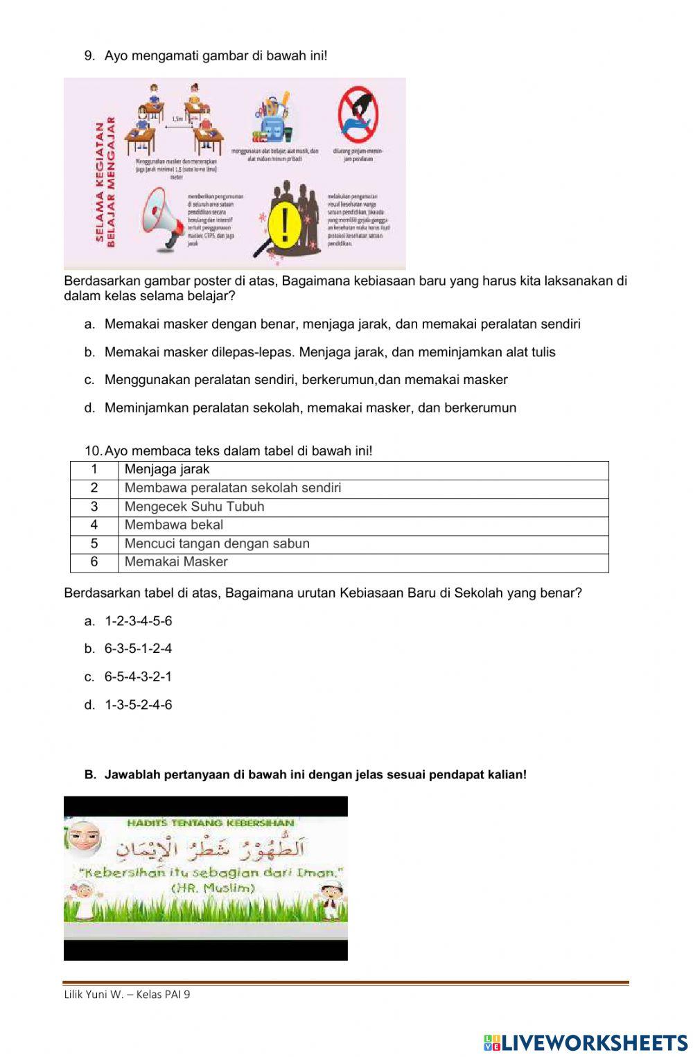 LKPD PAI Kelas 2 SD Hidup Bersih dan Sehat