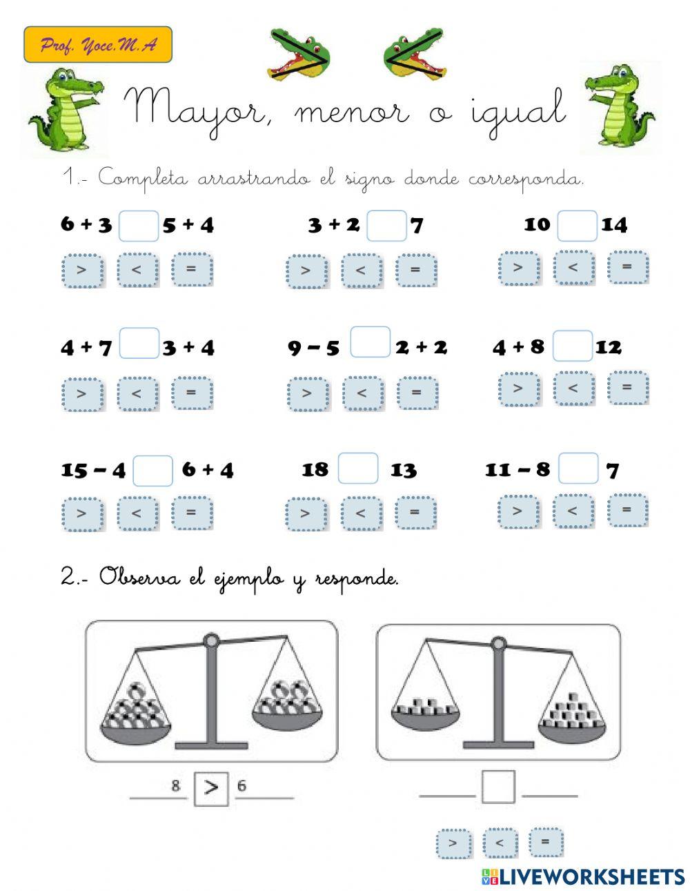 Mayor, menor o igual