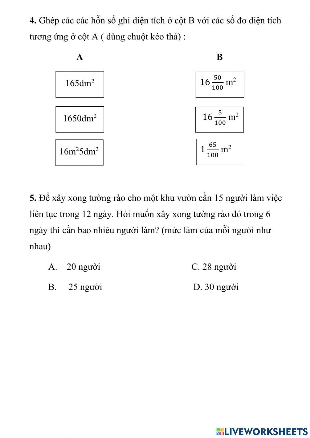 Vở bài tập toán 5- tiết 25
