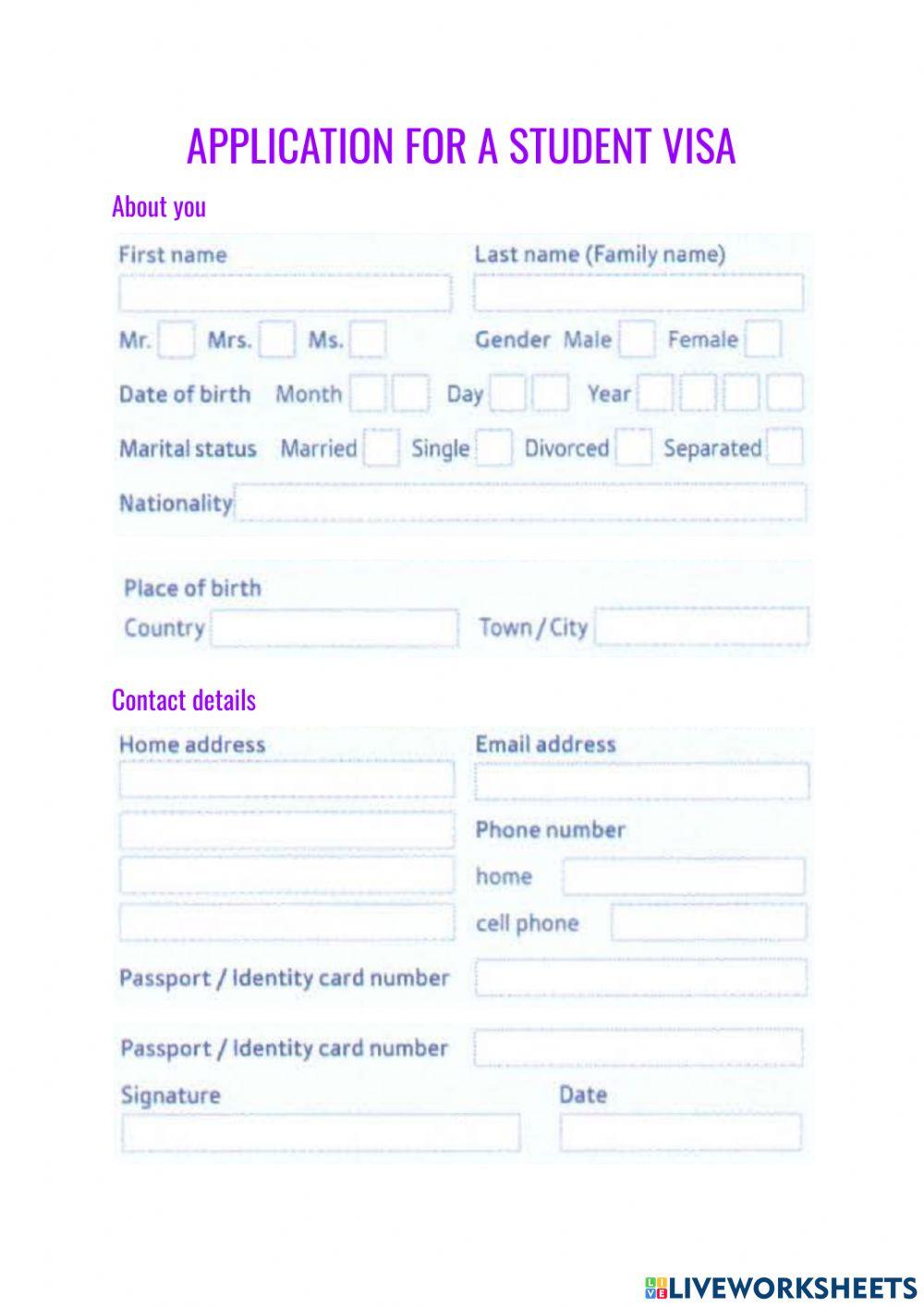 Application for student visa