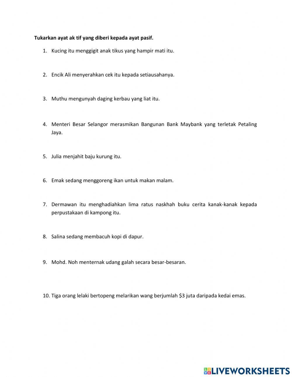 Ayat Aktif dan Ayat Pasif