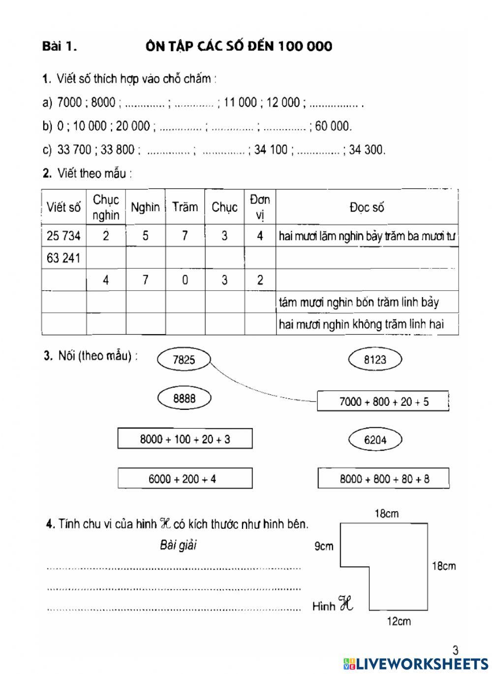 Tuần 1- Toán in 4 - số 1-Ôn tập các số đến 100