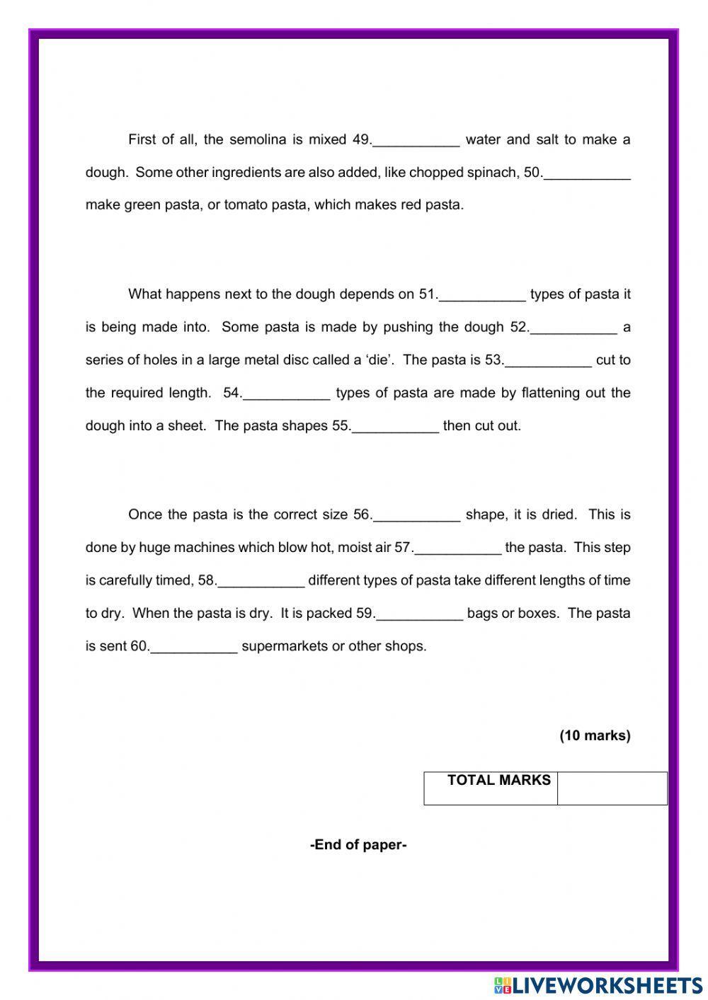 Section D Cloze Passage PSR 2011