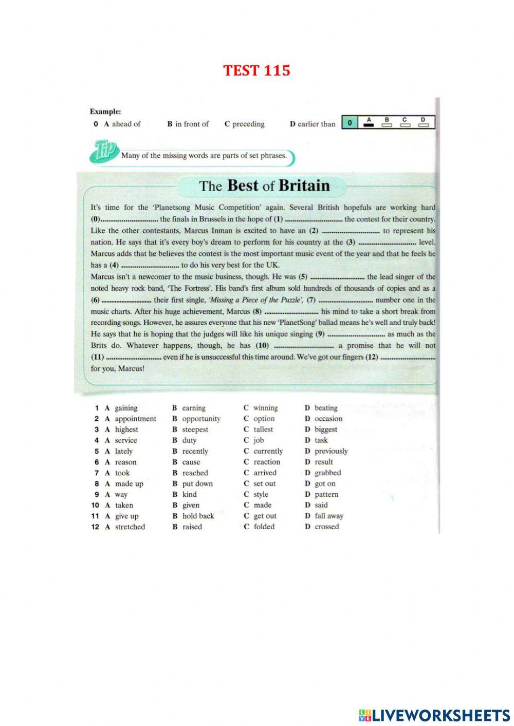 Use of English part 1 - Test 112-119