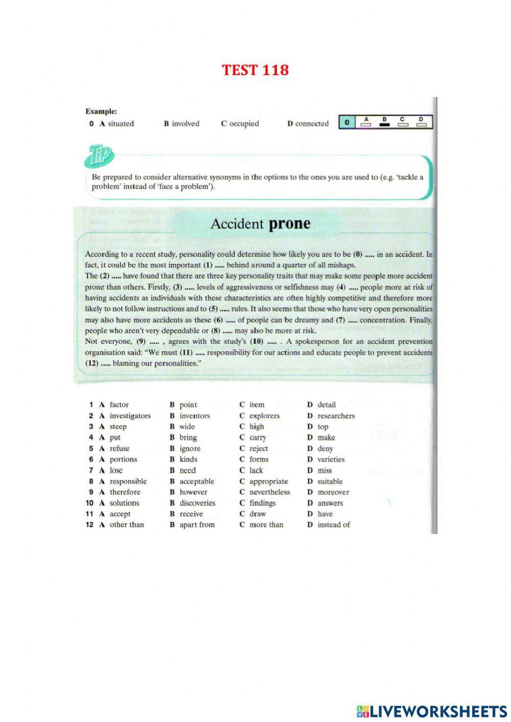 Use of English part 1 - Test 112-119