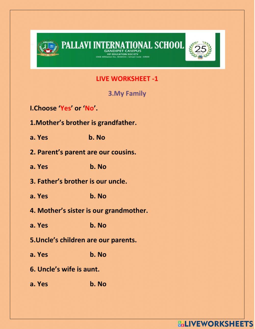 Live Worksheet 1 online exercise for Live Worksheets