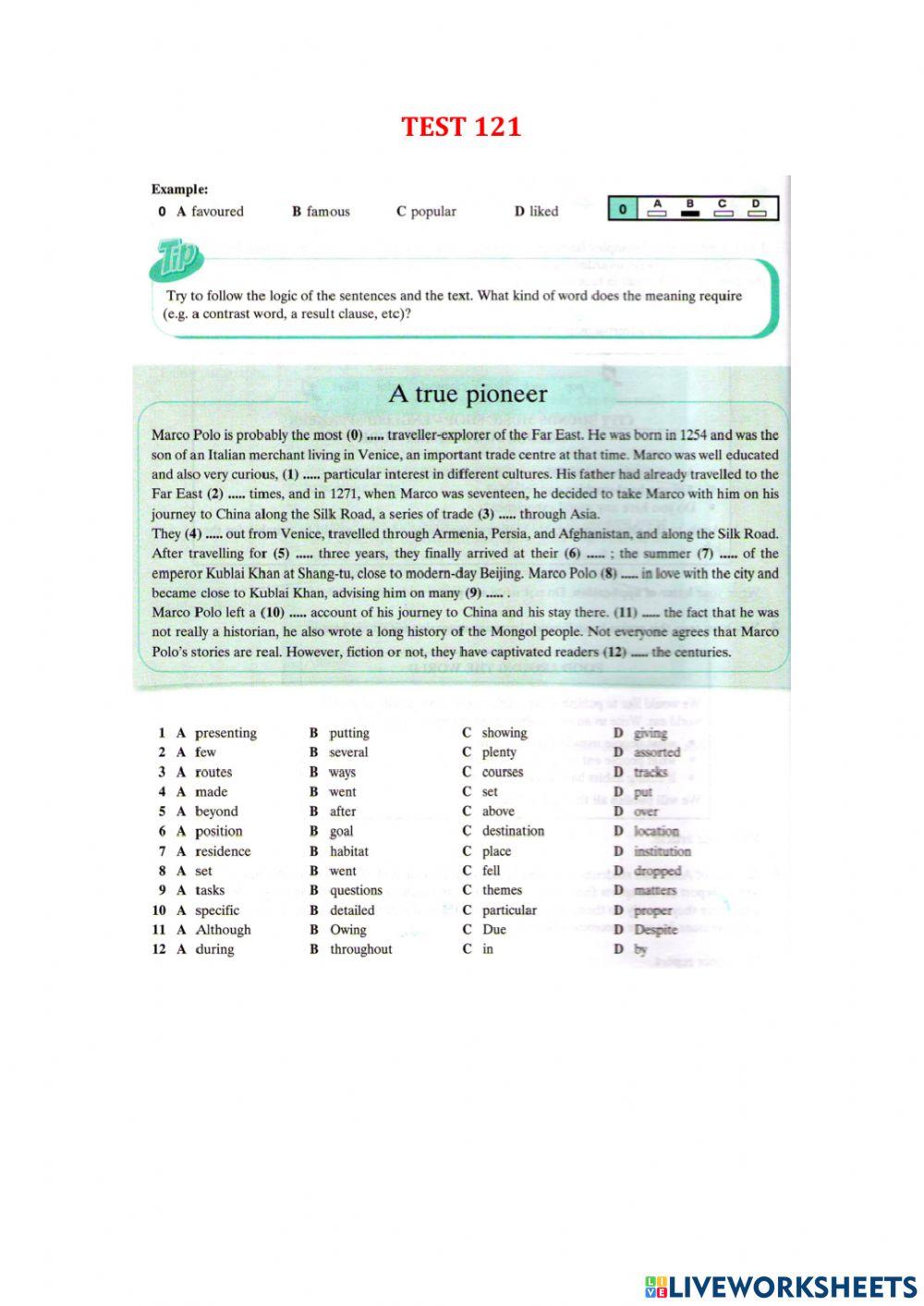 Use of English part 1 - Test 120-123