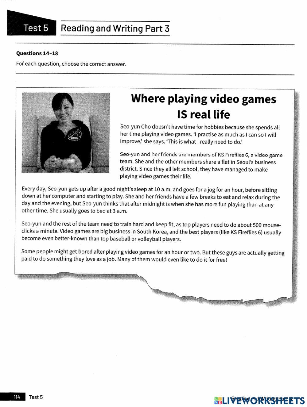 Ket Trainer 2020 - Test 5 - Reading  Part 1- 5