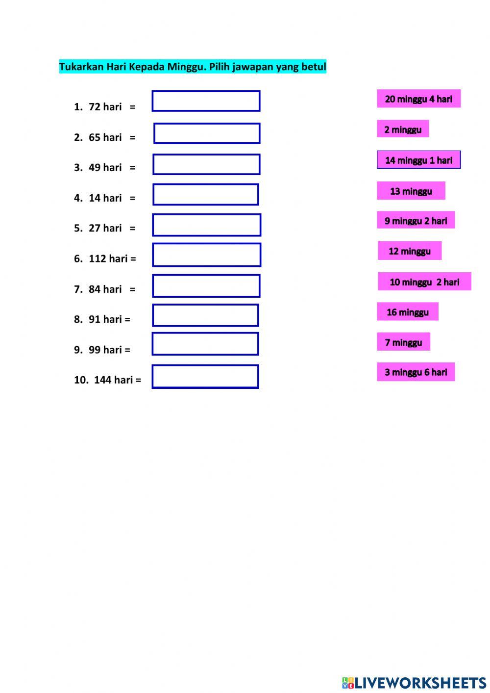 Minggu dan hari tahun 4