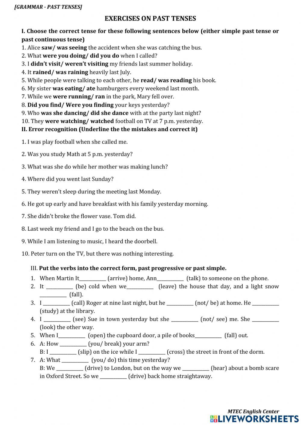 Past Simple vs. Past Continuous