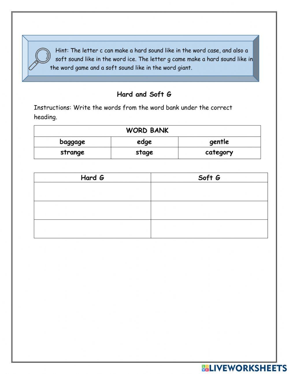 Hard and Soft G and C