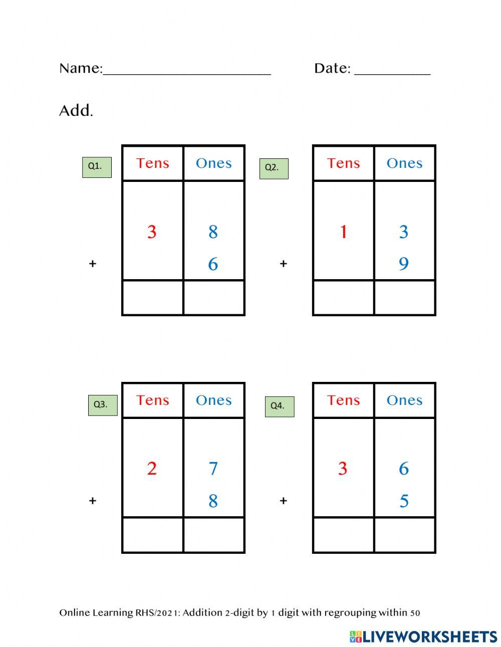 Addition with regrouping