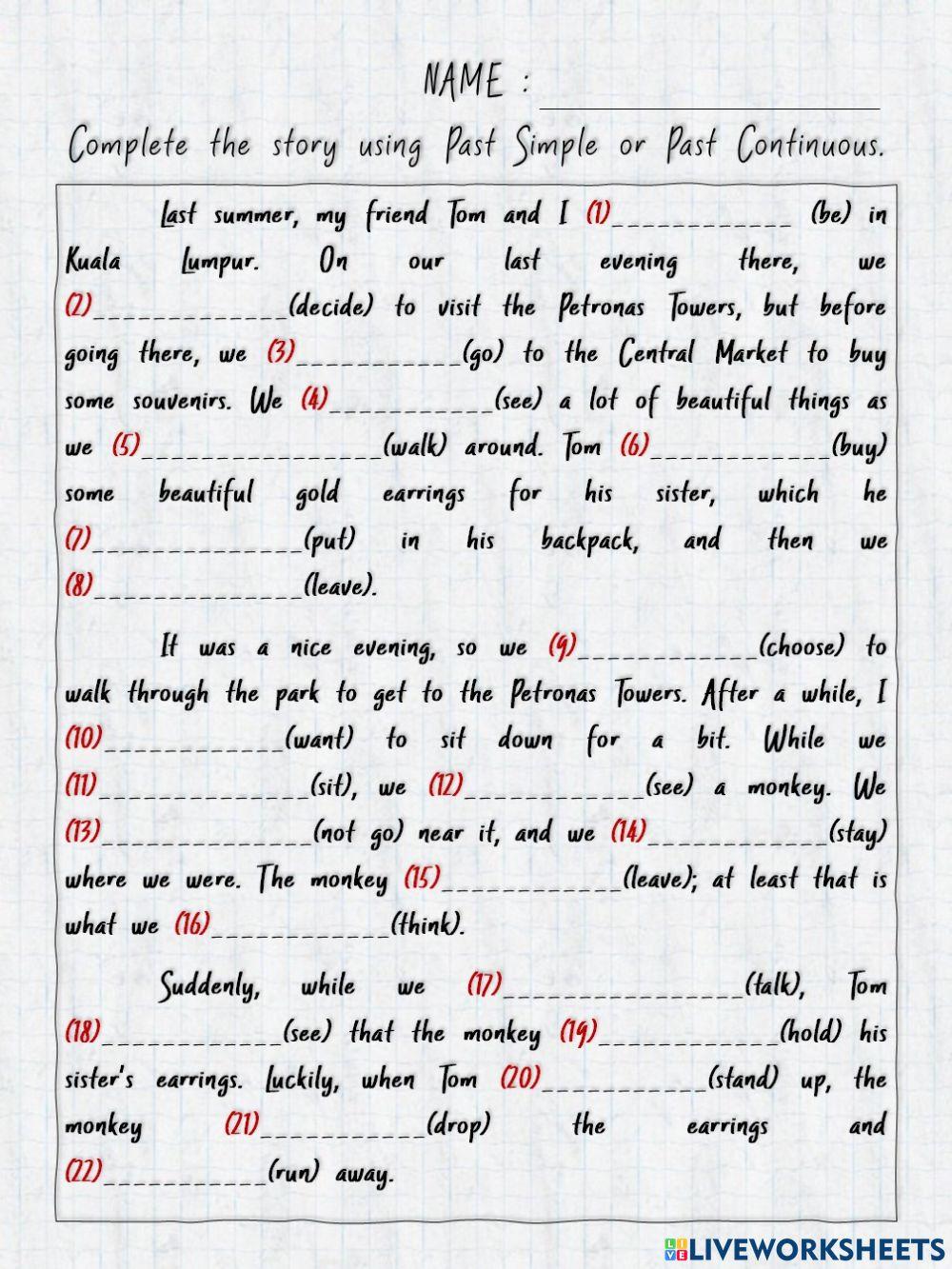 Simple past and past continuous 2