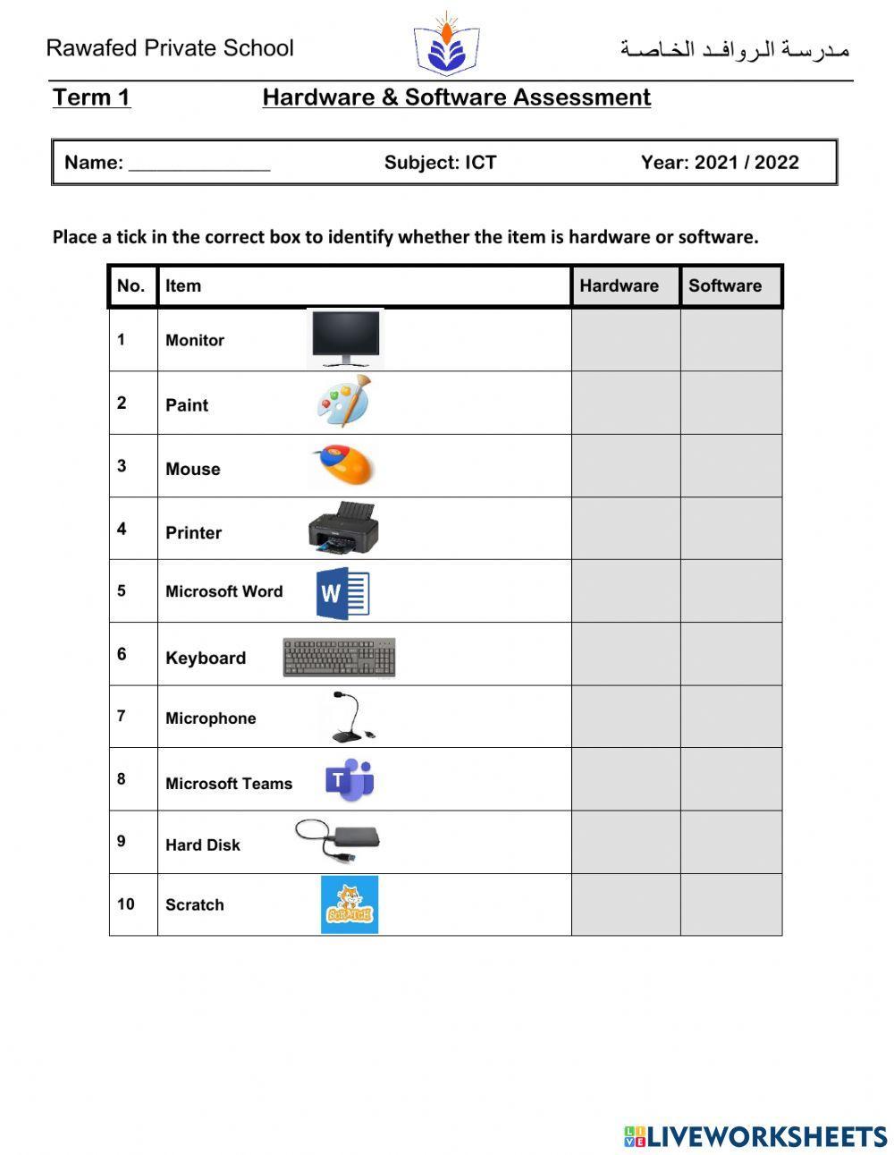 GhaidaLahloh Hardware Software Worksheet 1350526 ghaidalahloh-hardware-software-worksheet-1350526