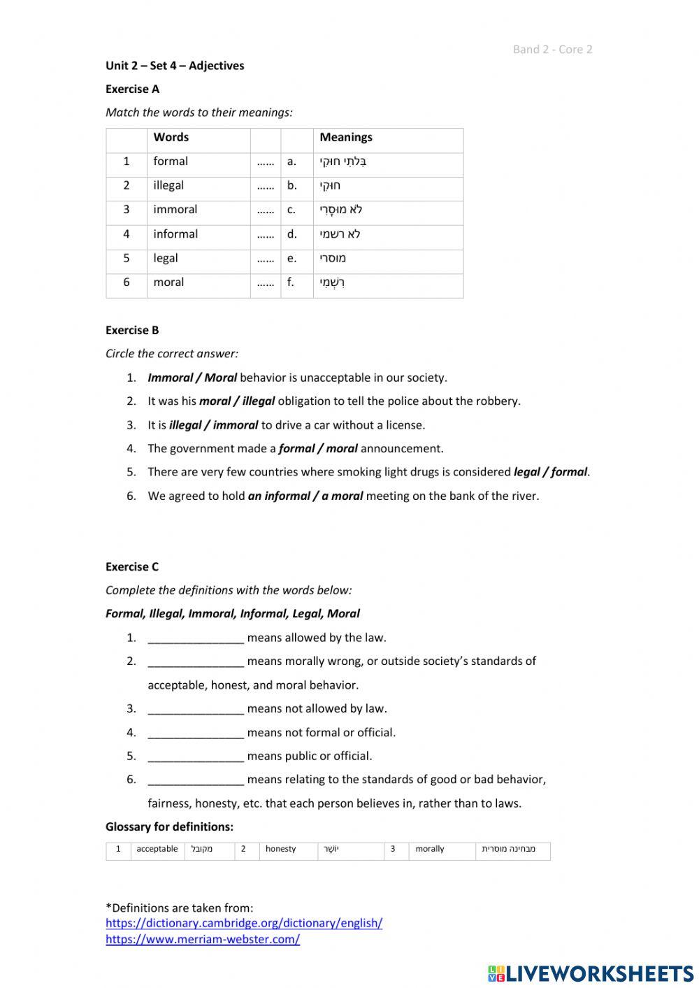 Band 2 (Core 2) - Unit 2 - Set 4