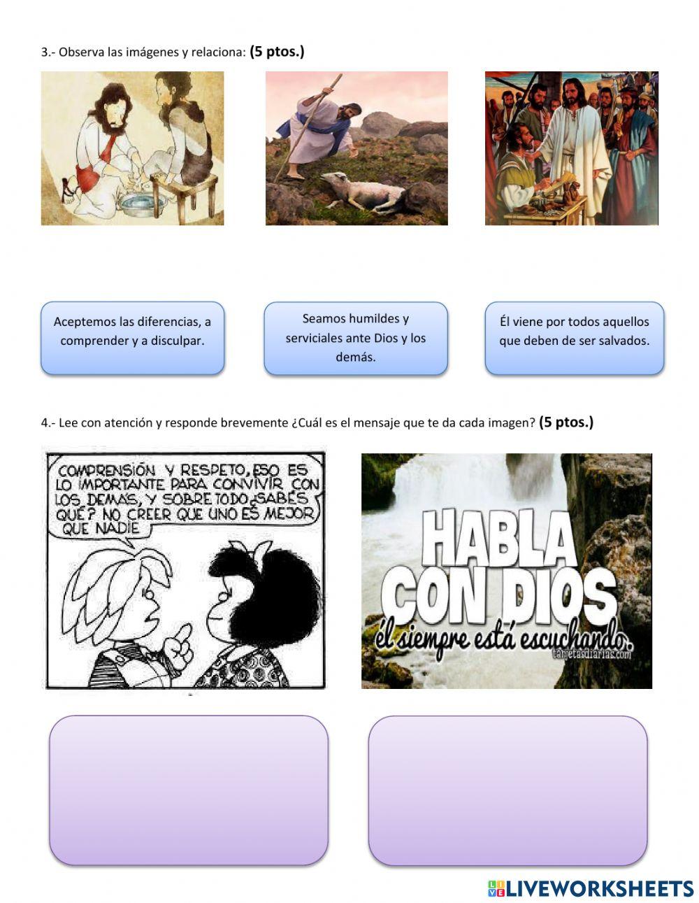 Evaluación mensual de Religión III Bimestre