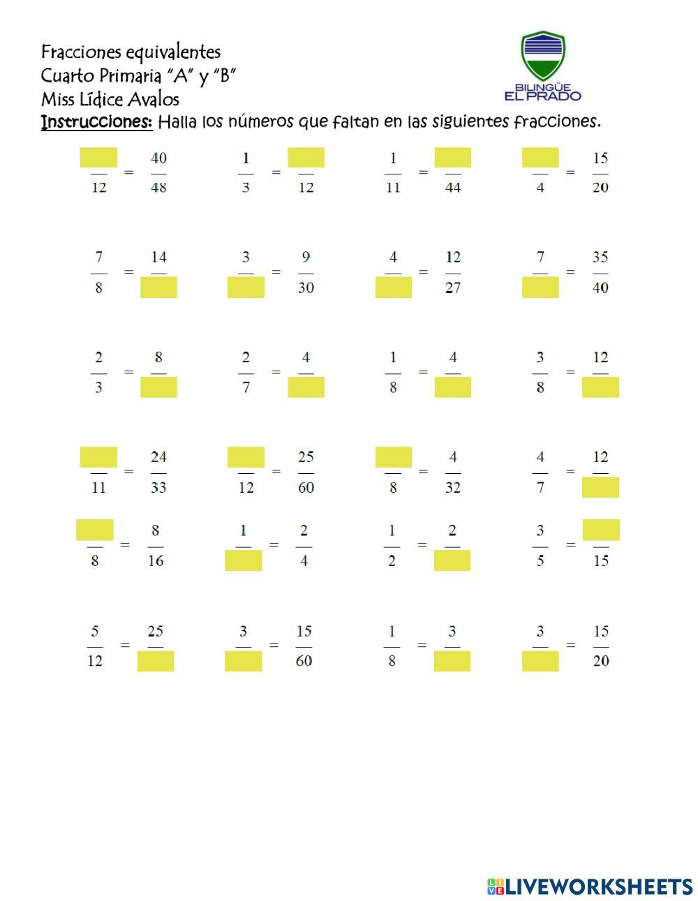 Fracciones equivalentes