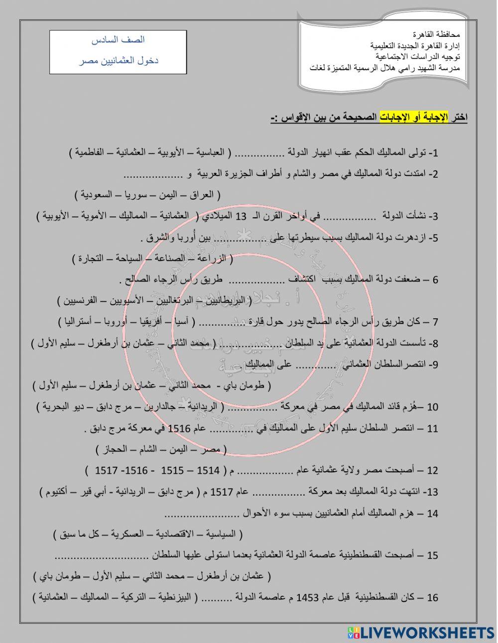 دخول العثمانيين مصر