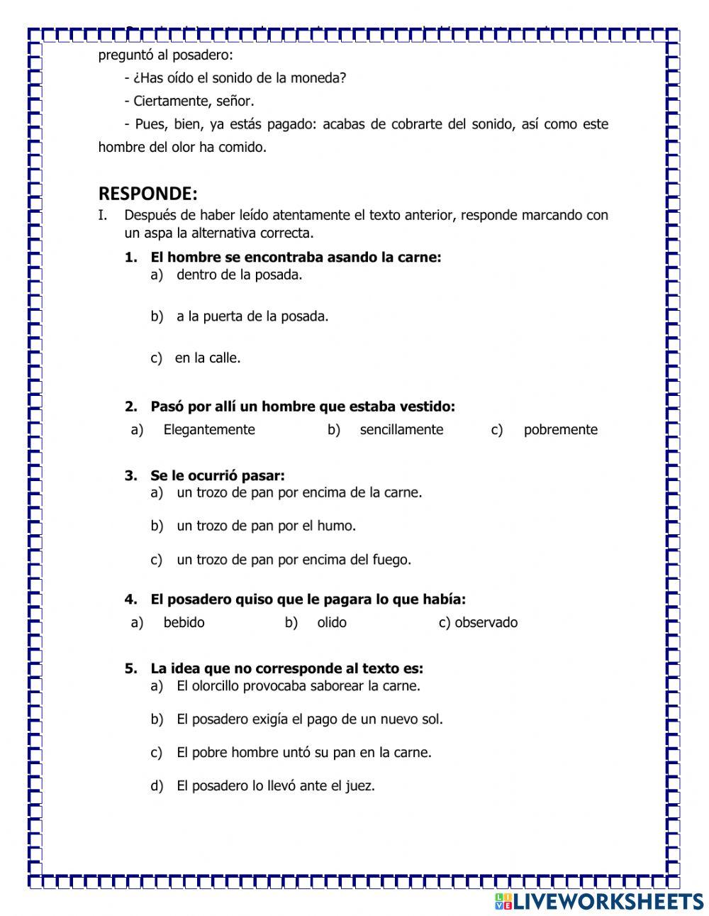 Evaluación mensual de lectura divertida