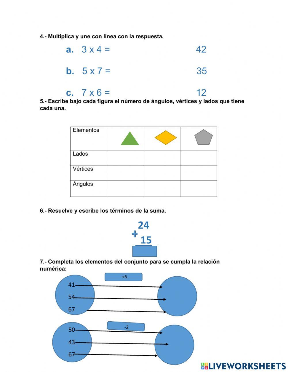 Prueba de diagnóstico Matemáticas