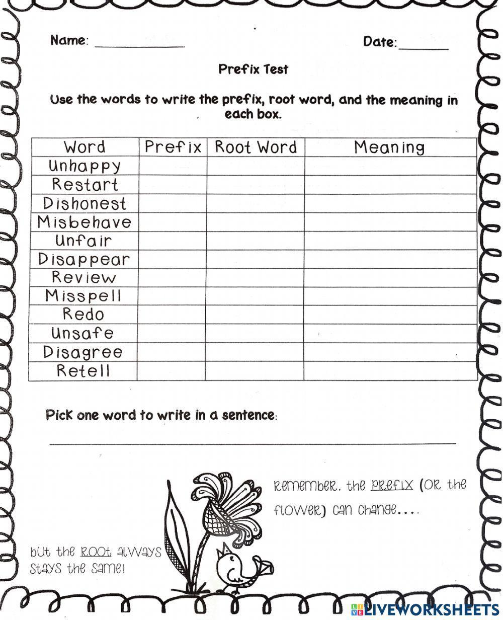 Prefixes and suffixes