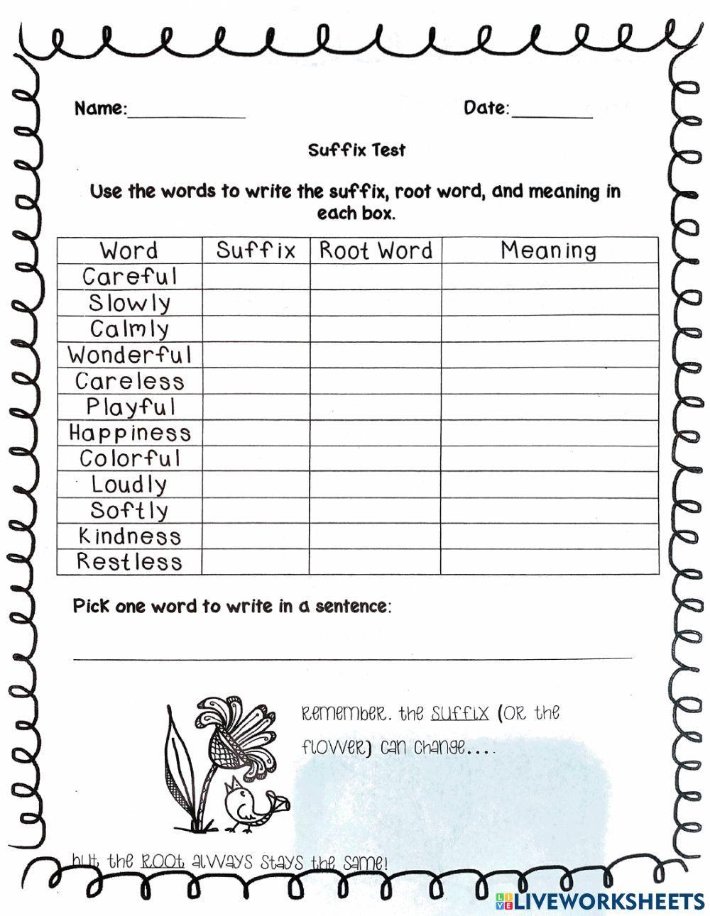 Prefixes and suffixes