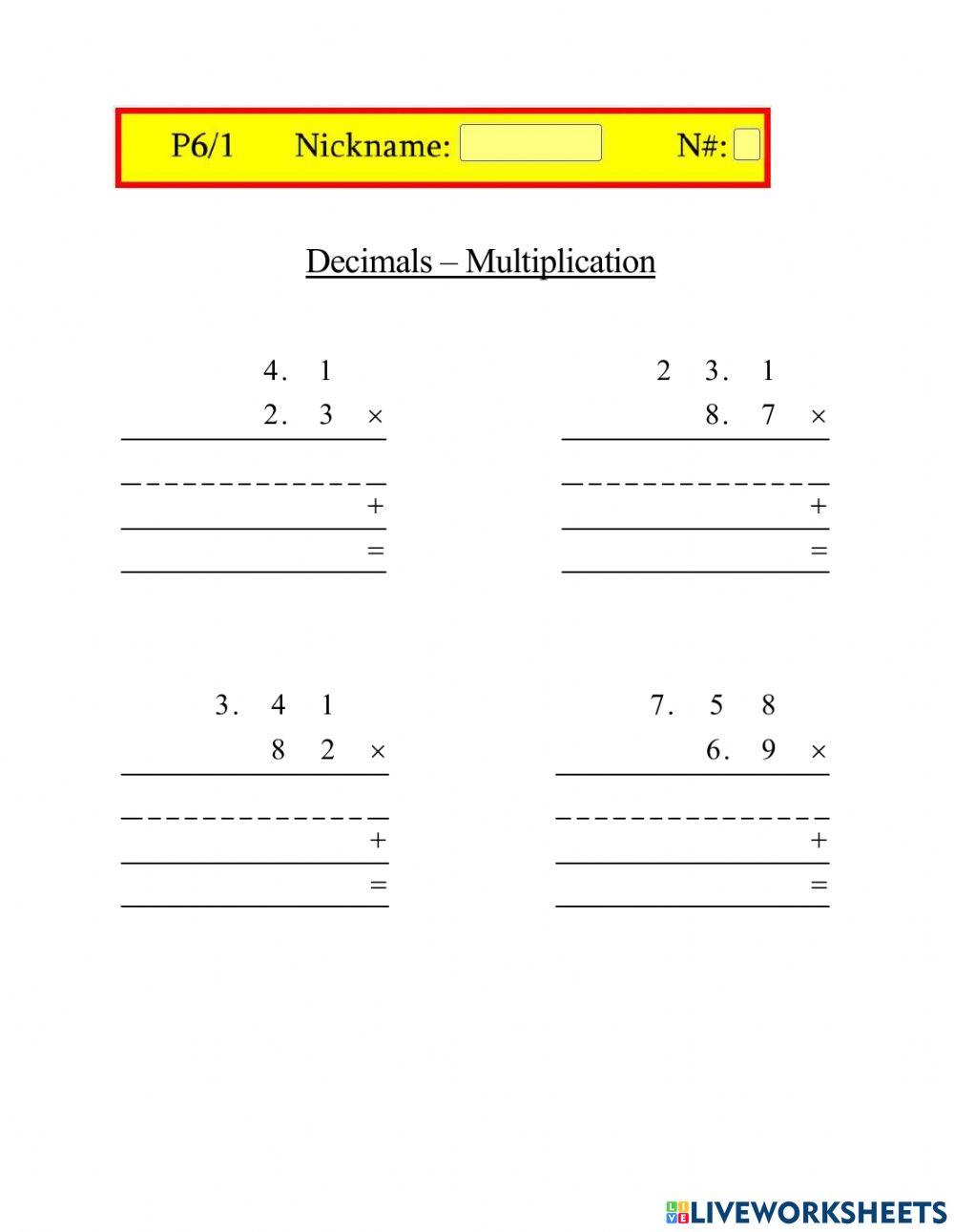 Multiplication Decimals