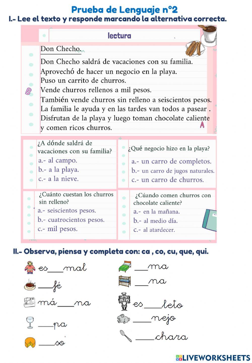 Evaluación Lenguaje