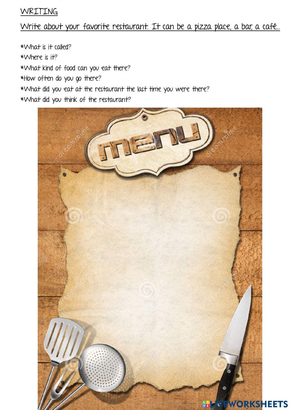 Writing about a restaurant