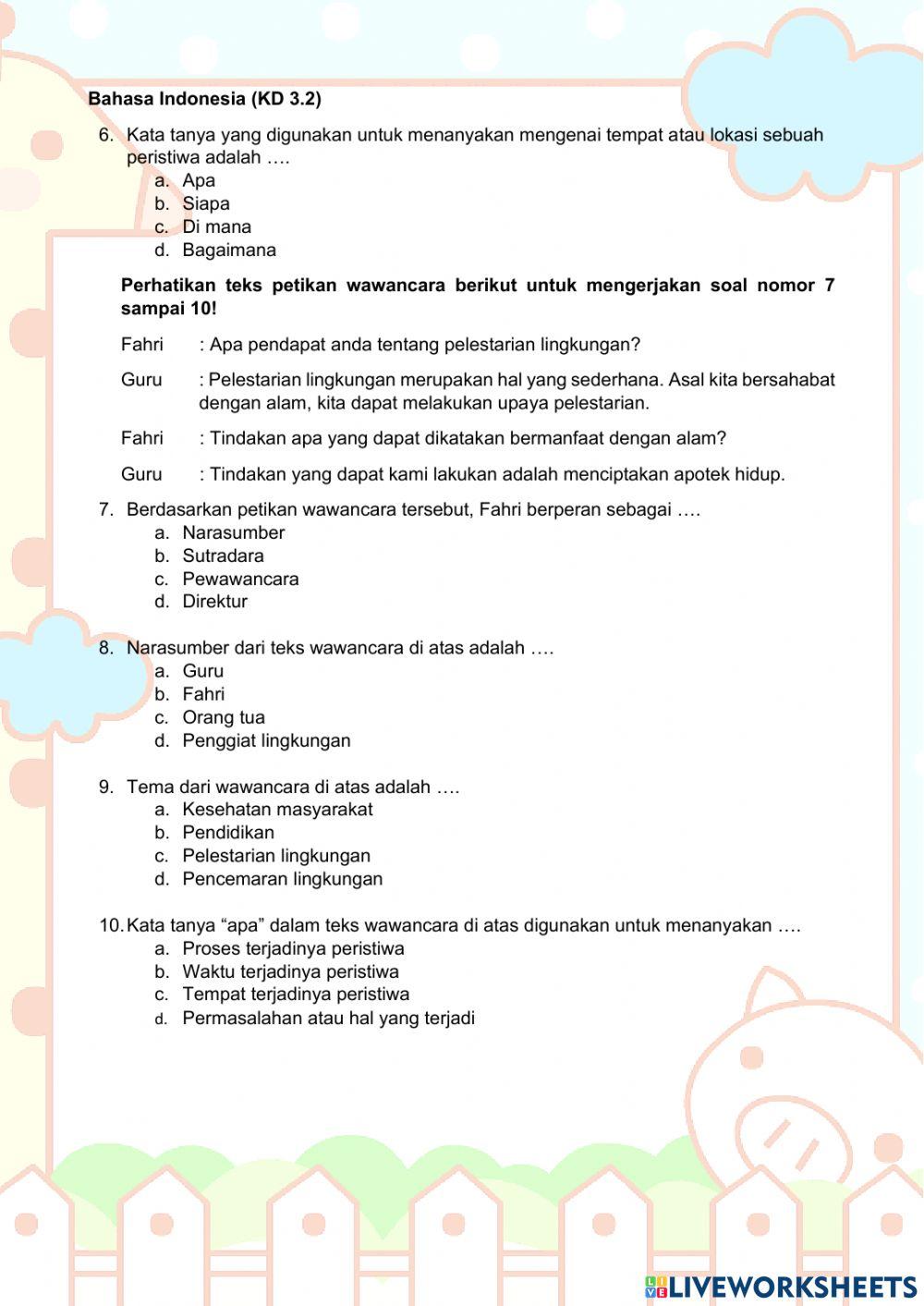 Evaluasi Kelas IV Tema 3 Subtema 1 Pembelajaran 3