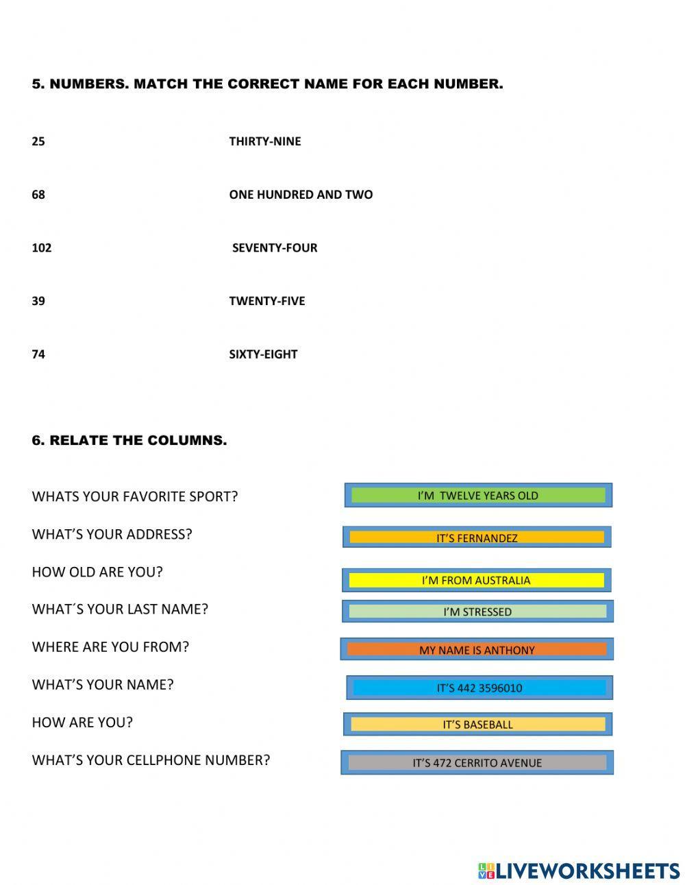 EXAMEN DIAGNOSTICO TERCER GRADO INGLES