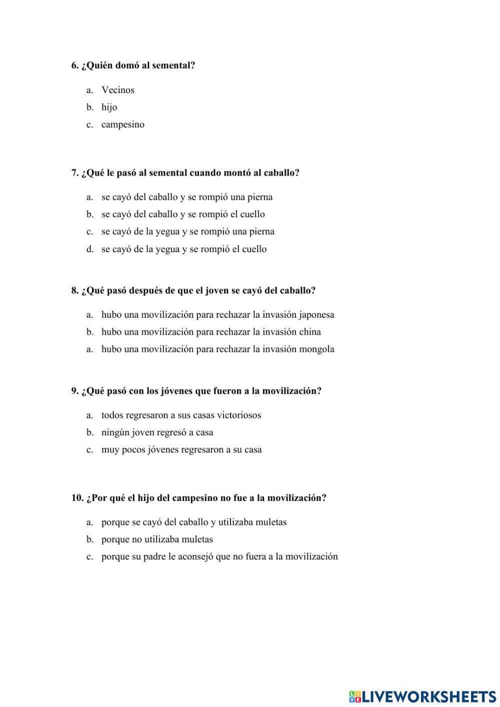 Los caballos del destino - Lectura