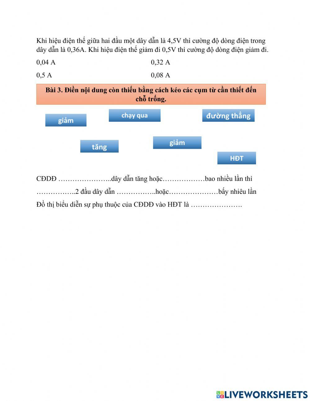 Bài tập 1 vật lý 9