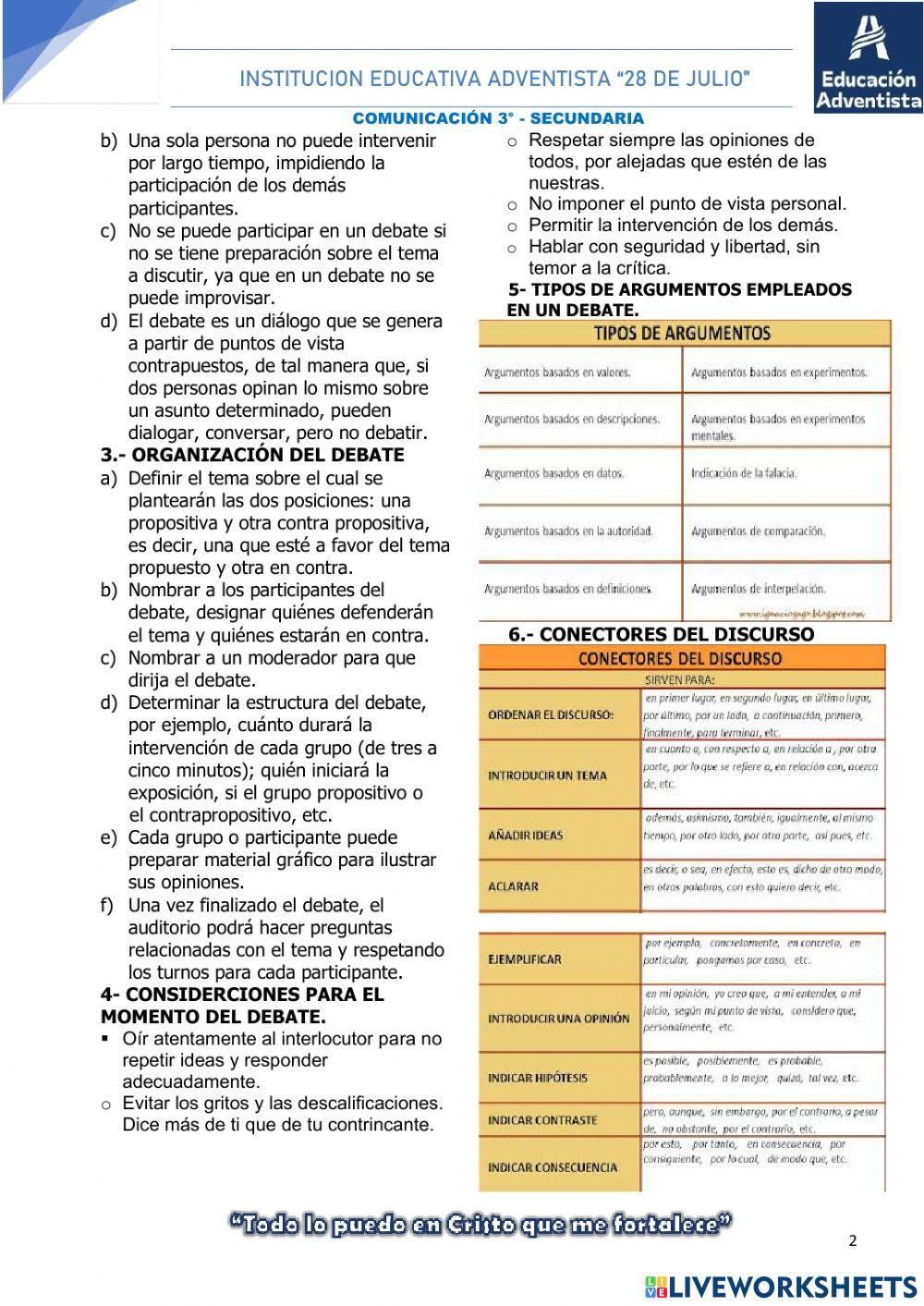 Planificamos y participamos de un debate