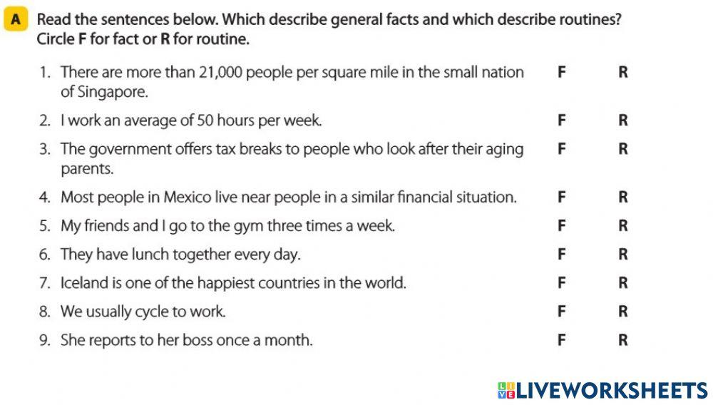 Workbook AV5 - Fact-routine task