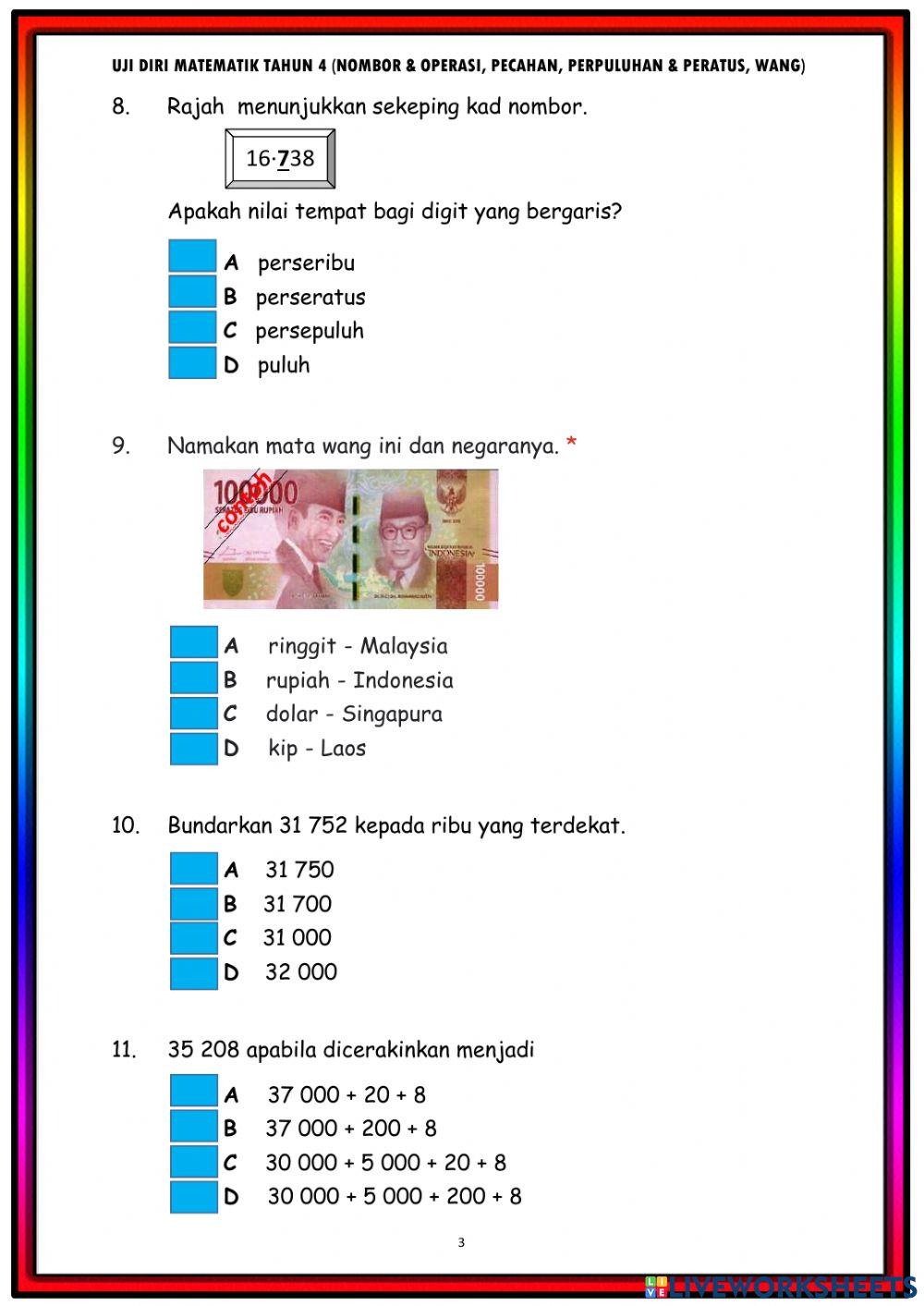 Uji Diri Matematik tahun 4