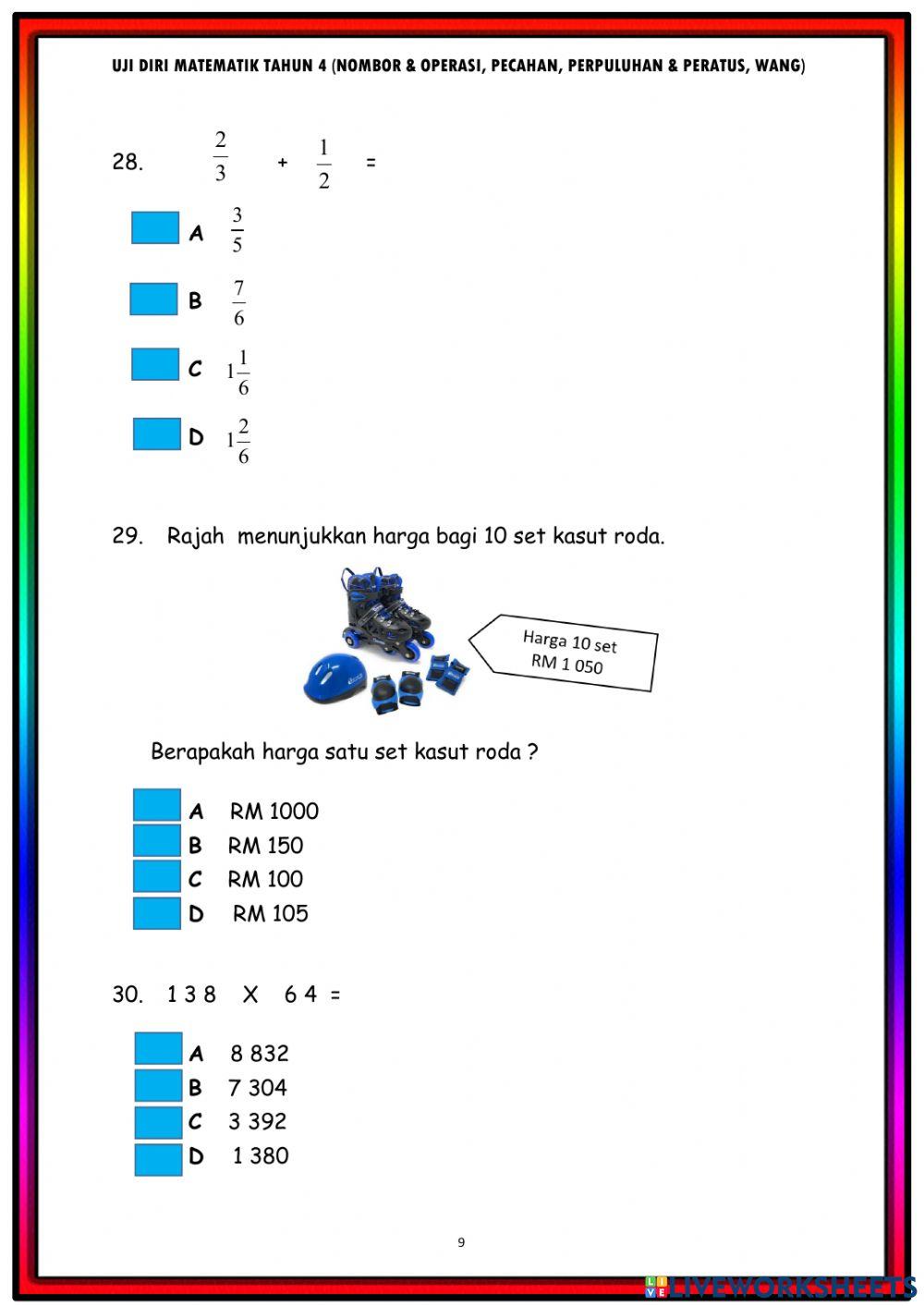Uji Diri Matematik tahun 4