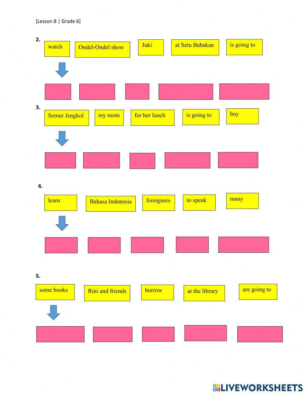 Arranging words into sentece