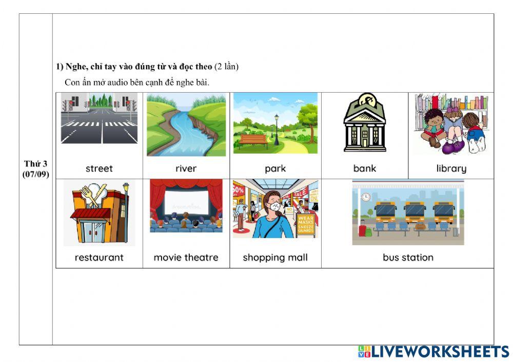 Phiếu giao bài Tiếng Anh tuần từ 06 đến 10.9