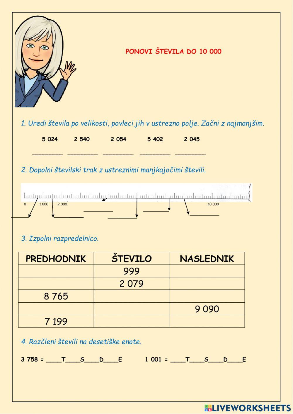 Ponovimo števila do 10 000