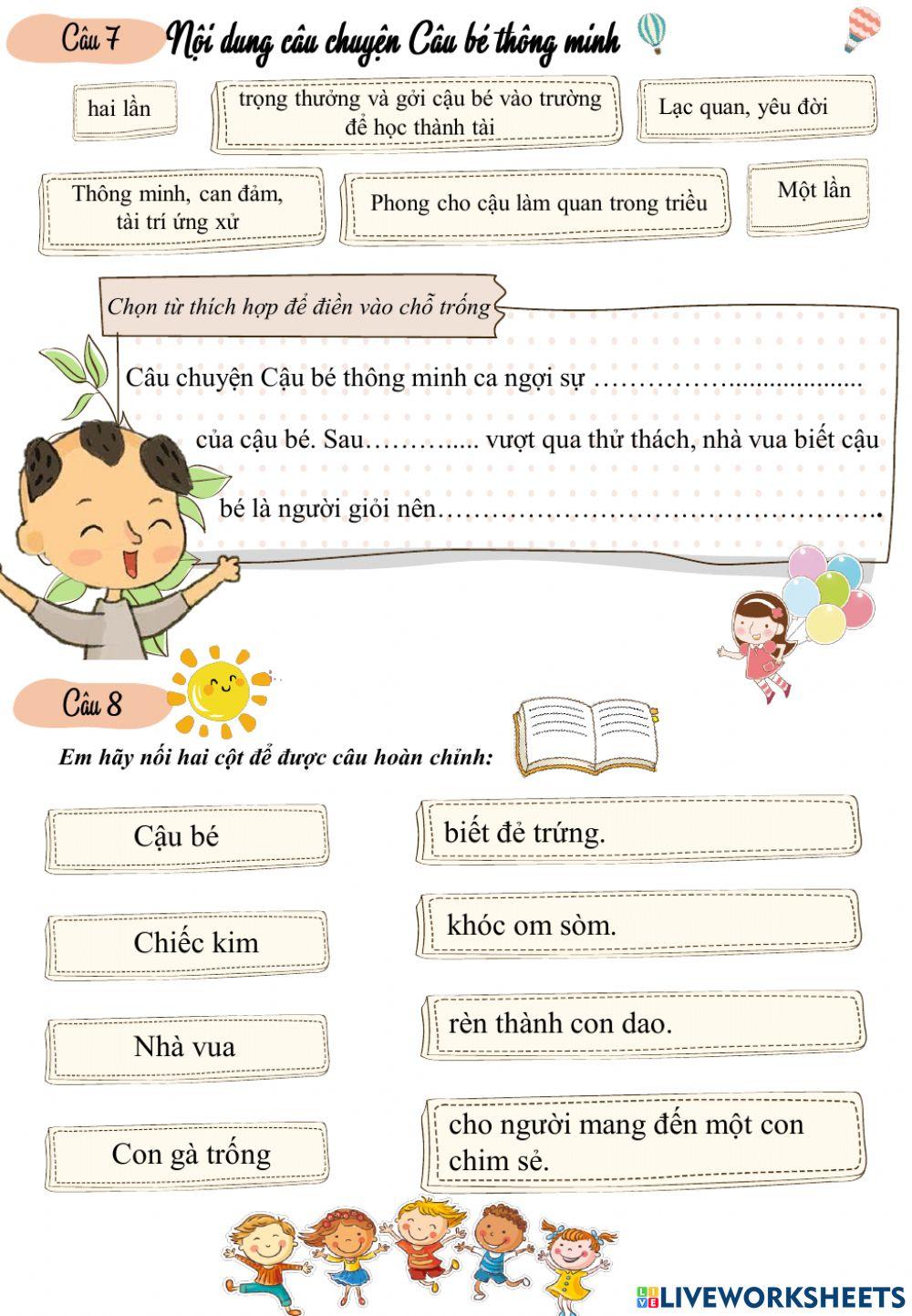 Chính tả Cậu bé thông minh (bài tập)