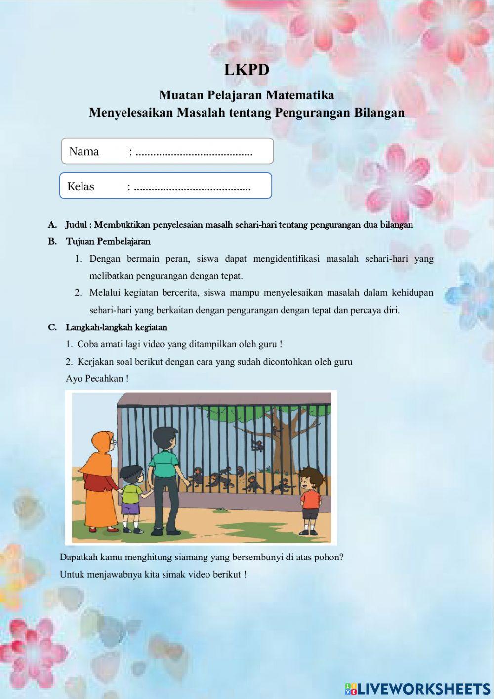 Pengurangan dua bilangan