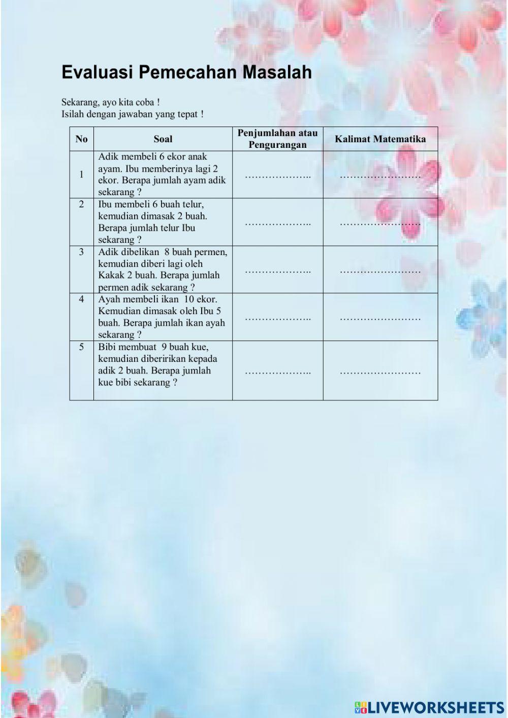 Pengurangan dua bilangan