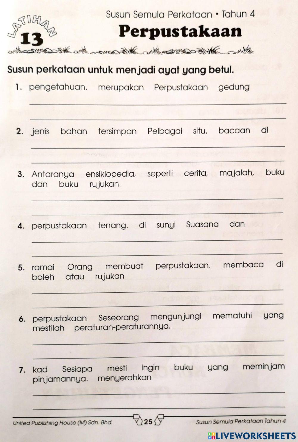 Tahun 4 susun ayat (perpustakaan)